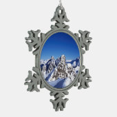 マウンテンズセントアントンオーストリアホリデーカードポスターポー スノーフレークピューターオーナメント (左)