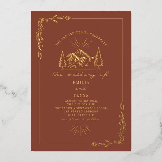 マウンテンズテラコッタ結婚ズ 箔招待状 (正面)