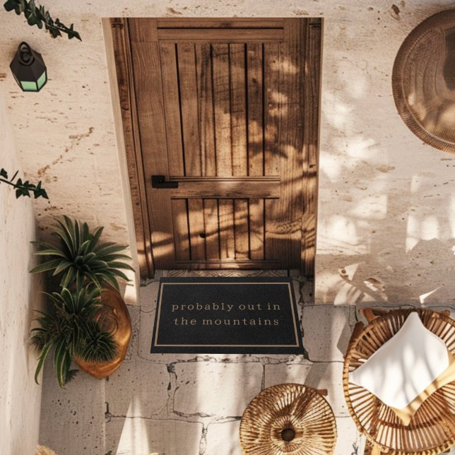 マウンテンズハイキングおもしろい自然カスタムブラックトレンディー ドアマット (クリエイターアップロード済み)