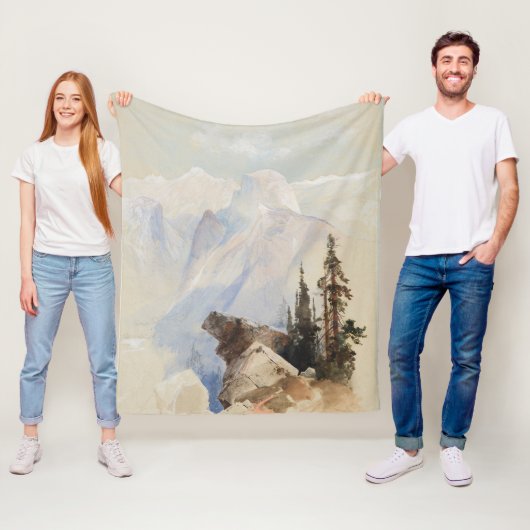 マウンテンズハーフドームヨセミテ水彩風景 フリースブランケット (インサイチュ)