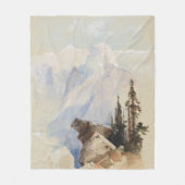 マウンテンズハーフドームヨセミテ水彩風景 フリースブランケット (正面)