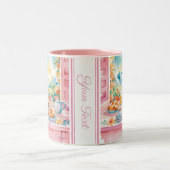 マウンテンズピンクウォーターカラーブレックファーストカワイトラベル ツートーンマグカップ (中央)