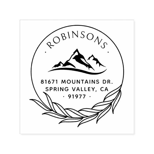 マウンテンズファミリー差出人住所素朴植物学 セルフインキングスタンプ (デザイン)