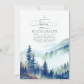 マウンテンズフォレストフォグ夕べランドスケープバプテスマ 招待状 (正面)