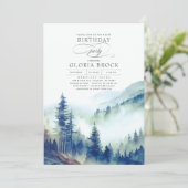 マウンテンズフォレストフォグ夕べ自然誕生日 招待状 (スタンド正面)