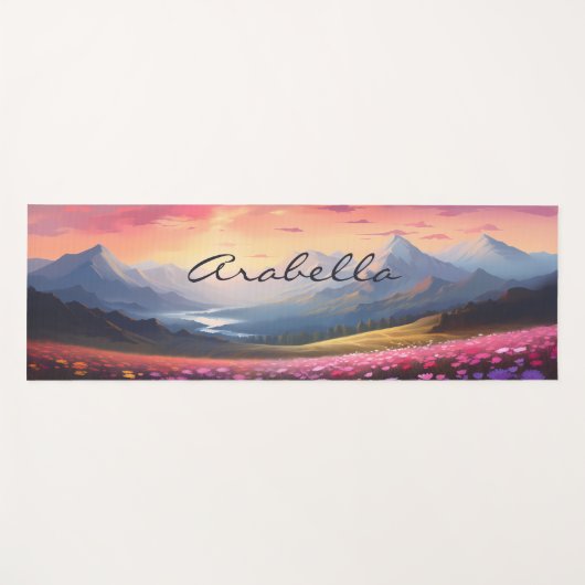 マウンテンズフラワーフィールド自然サンセット瞑想 ヨガマット (正面(横))