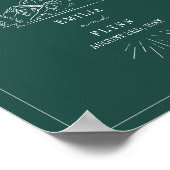 マウンテンズラインアートエメラルド結婚のウェルカムポスター ポスター (角)