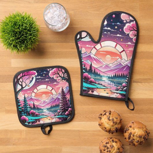 マウンテンズリバーアールデコバケーションホーム 鍋つかみ&鍋敷きセット (トップダウン)