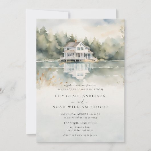 マウンテンズレイクハウスシーニックビューロマンチック結婚ズ 招待状 (正面)