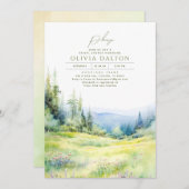 マウンテンズワイルドフラワーズ自然ボホブライダルシャワー 招待状 (正面/裏面)