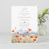 マウンテンズ素朴ウッズポッピーWildflowers結婚's 招待状 (スタンド正面)