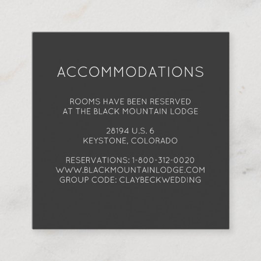 マウンテンズ結婚ホテルアコモデーションカード エンクロージャーカード (正面)