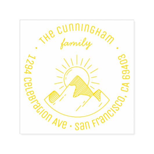 マウンテンズ&サンファミリーネームラウンド差出人住所 セルフインキングスタンプ (デザイン)