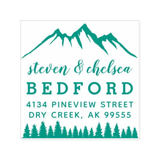 マウンテンズ&パインズ結婚したカップル差出人住所 セルフインキングスタンプ (デザイン)