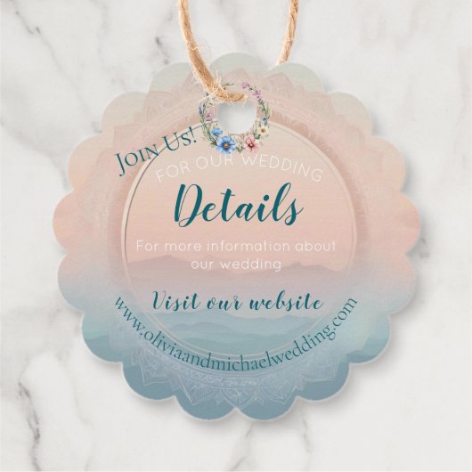 マウンテンタイムワイルドフラワー結婚の詳細カード フェイバータグ (裏面)