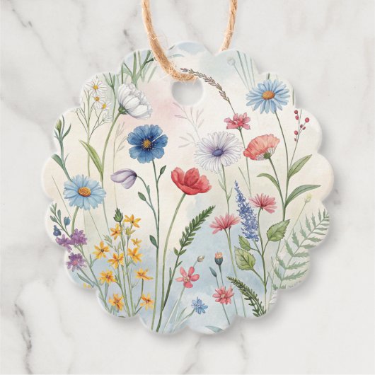 マウンテンタイムワイルドフラワー結婚の詳細カード フェイバータグ (正面)