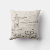 マウンテンタウンアルプスイタリアペンインクイラストレーション クッション (裏面)