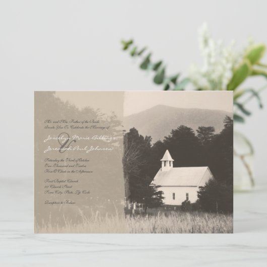 マウンテンチャーチヴィンテージウエディング招待状 招待状 (スタンド正面)