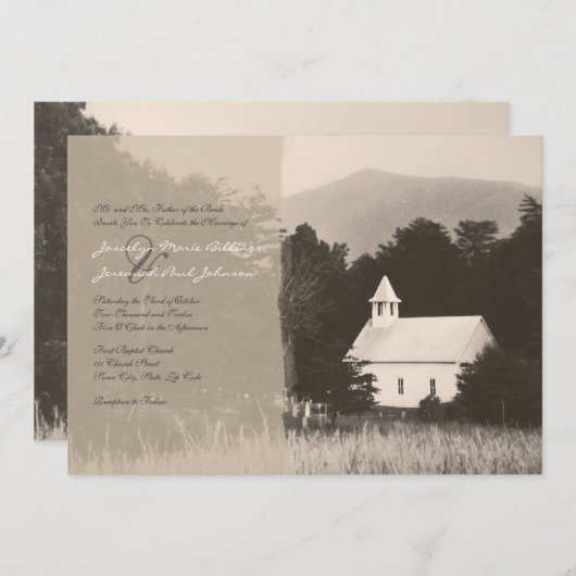 マウンテンチャーチヴィンテージウエディング招待状 招待状 (正面/裏面)