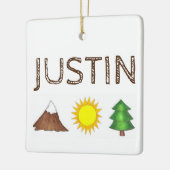 マウンテンツリーサンシャインキャンピングキャンプグラウンドキャビン セラミックオーナメント (左)