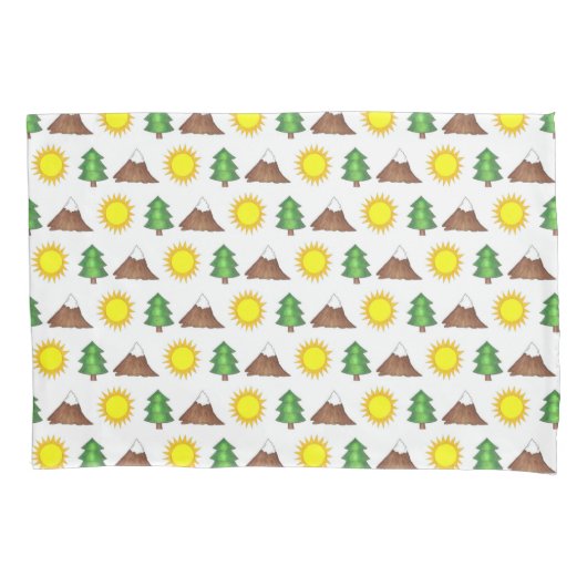 マウンテンツリーサンシャインキャンピングキャンプグラウンドキャビン 枕カバー (正面)