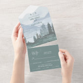 マウンテンテーマ結婚式招待状 オールインワン招待状 (貼ってはがせる)