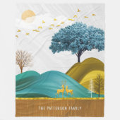 マウンテンディアランドスケープスタイリッシュ自然ファミリ名 フリースブランケット (正面)