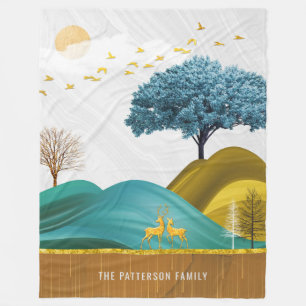 マウンテンディアランドスケープスタイリッシュ自然ファミリ名 フリースブランケット