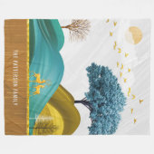 マウンテンディアランドスケープスタイリッシュ自然ファミリ名 フリースブランケット (正面(横))