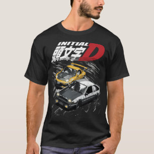マウンテンドリフトレーシングイニシャルDタンデムスAe86対Fd Tシャツ