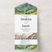 マウンテンドリーミーウォーターカラー結婚グリッターズB オールインワン招待状 (内側)