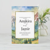 マウンテンドリーミーウォーターカラー結婚グリッターズB 招待状 (スタンド正面)