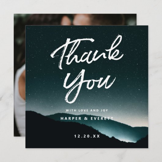 マウンテンナイトダークスターライトスカイ結婚ズスクエア サンキューカード (正面/裏面)
