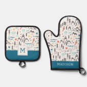 マウンテンハイキングパターン 鍋つかみ&鍋敷きセット (正面)