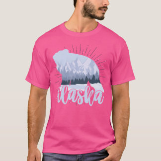 マウンテンハイキング自然キャンピングアニマルベアーグレイシャ Tシャツ