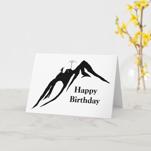 マウンテンハムラジオシルエット誕生日カード カード (黄色い花)