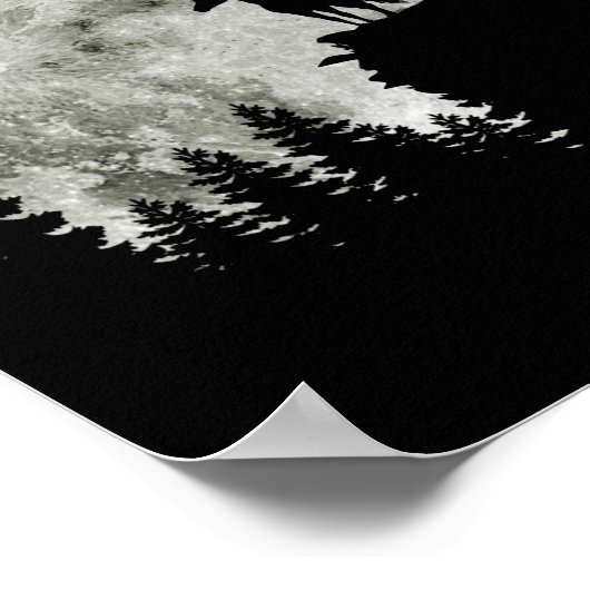 マウンテンハロウィン不気味ムーン上の馬立ち ポスター (角)