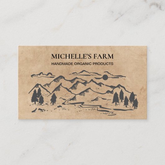 マウンテンハンドメイドファーム素朴ヴィンテージパインツリーブ 名刺 (正面)