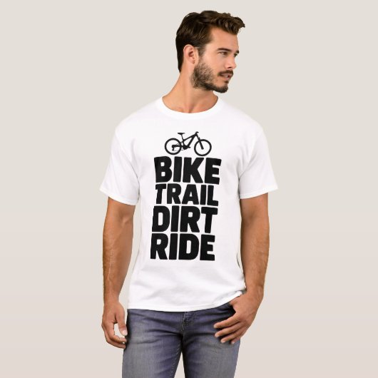 マウンテンバイカーのシルエット アドベンチャーデザイン Tシャツ (正面フル)