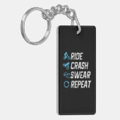 マウンテンバイクおもしろい乗りクラッシュの誓い繰り返し キーホルダー (正面左)