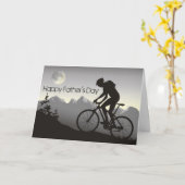 マウンテンバイクと満月ハッピーパパの日 カード (黄色い花)