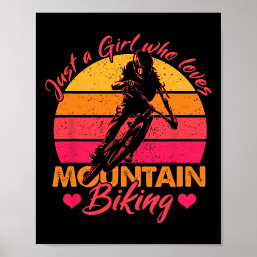 マウンテンバイクに夢中な女の子 自転車好き ポスター (正面)