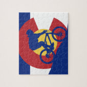 マウンテンバイクのコロラド州の旗 ジグソーパズル (縦)