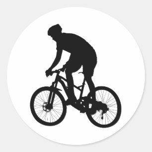 マウンテンバイクのシルエット-背景色を選択 ラウンドシール