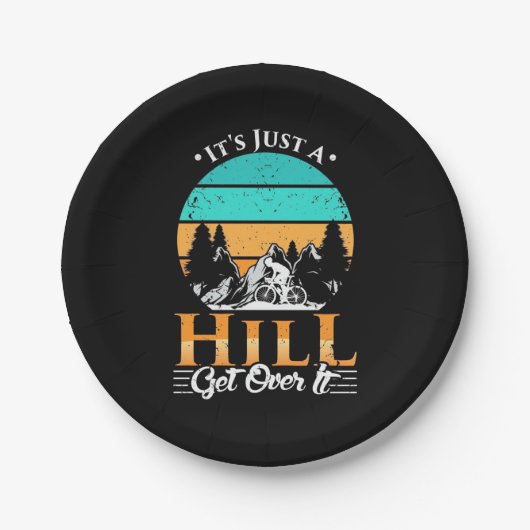 マウンテンバイクもしくは自転車に乗る人ゲートオーバーヒル ペーパープレート (正面)