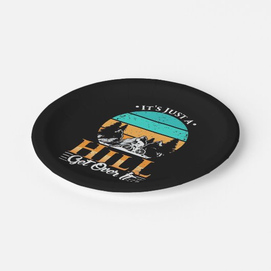 マウンテンバイクもしくは自転車に乗る人ゲートオーバーヒル ペーパープレート (アングル)