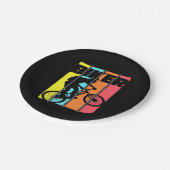 マウンテンバイクもしくは自転車に乗る人レトロヴィンテージ ペーパープレート (アングル)