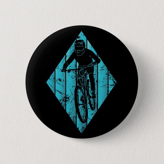 マウンテンバイクもしくは自転車に乗る人ヴィンテージ 缶バッジ (正面)
