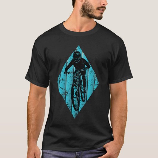 マウンテンバイクもしくは自転車に乗る人ヴィンテージ Tシャツ (正面)