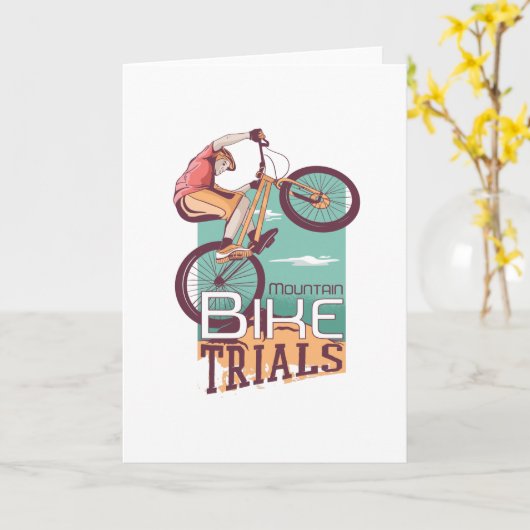 マウンテンバイクもしくは自転車に乗る人 カード (黄色い花)